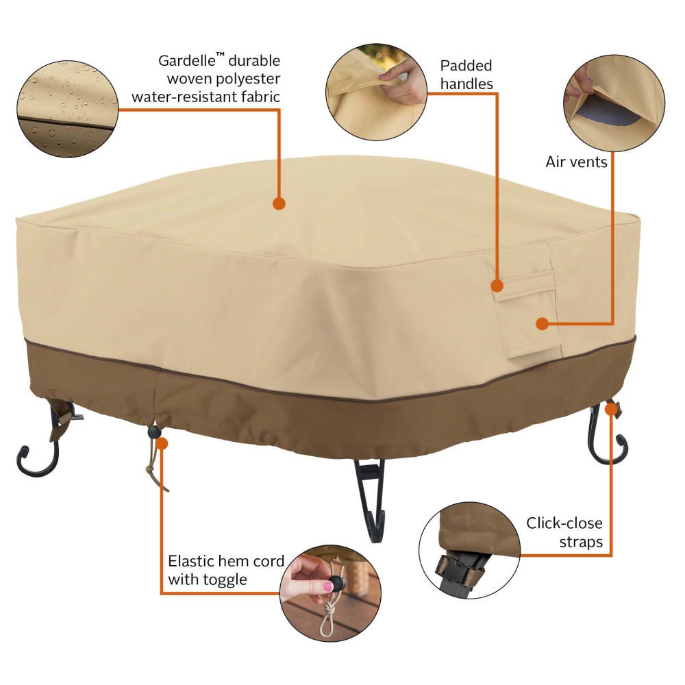 Fire Pit Table Cover - Square, Round, or Rectangle
